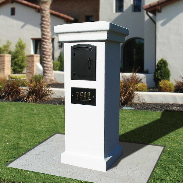 Qualarc Manchester NON-LOCKING Stucco Column Mailbox in Slate Gray Color MAN-STUCOL-SG - main